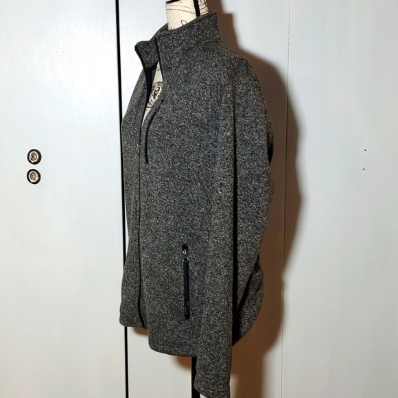 Sonoma- Unisex Black / Gray Flecked Coat jacket Zip front & Pockets Size Large - Picture 2 of 5